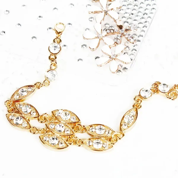 Noble Burnished Gold Bling Rhinestone Bracelet view 4