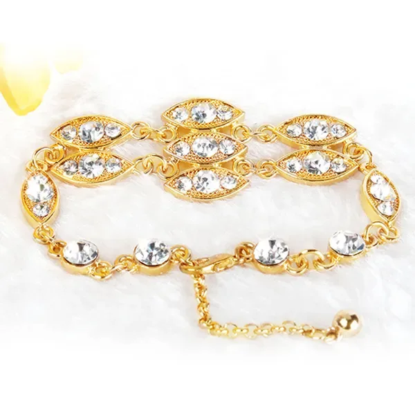 Noble Burnished Gold Bling Rhinestone Bracelet view 3
