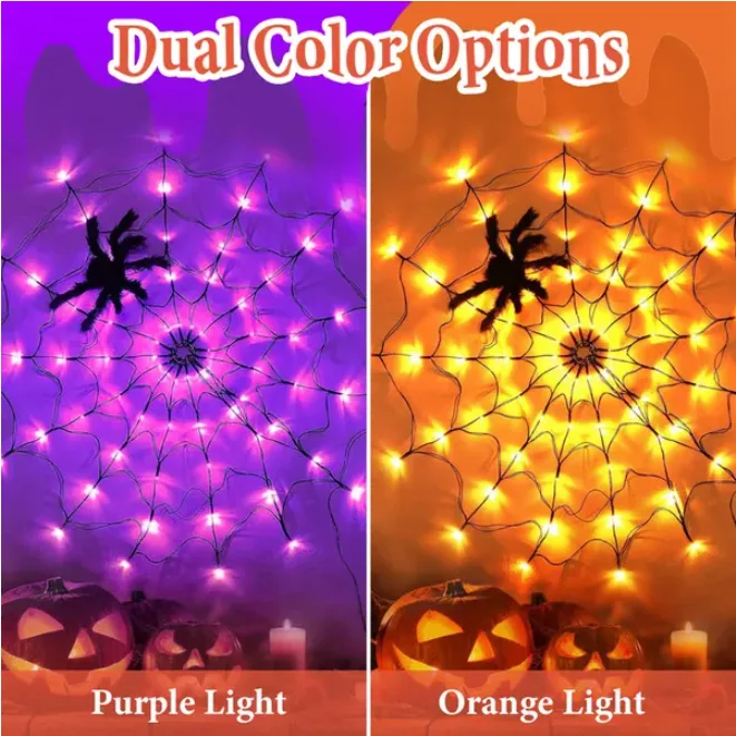 1 Pc 3.28FT Spider Web Light With Hairy Spider view 3