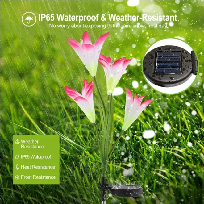 2 Pcs Solar Garden Lights Outdoor Lily Flower LED Light view 2