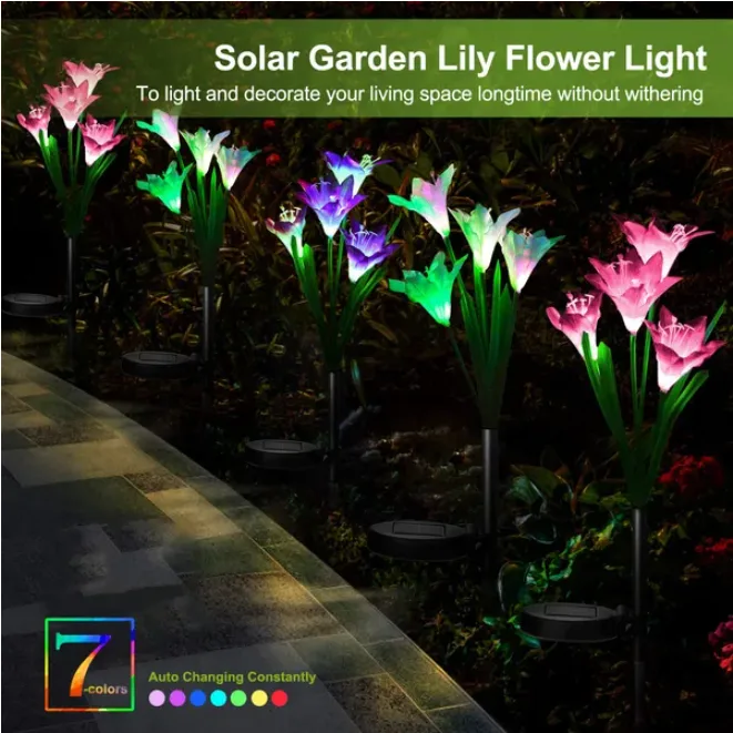 2 Pcs Solar Garden Lights Outdoor Lily Flower LED Light view 2