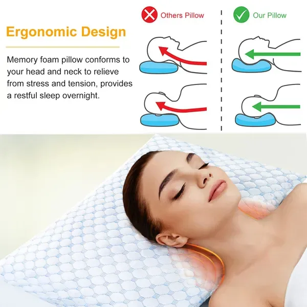 Bed Pillows Cooling Memory Foam Pillow Ventilated With Cooling Gel Infused Memory Foam Heat Reducing Cooling Fiber Breathable Machine view 4
