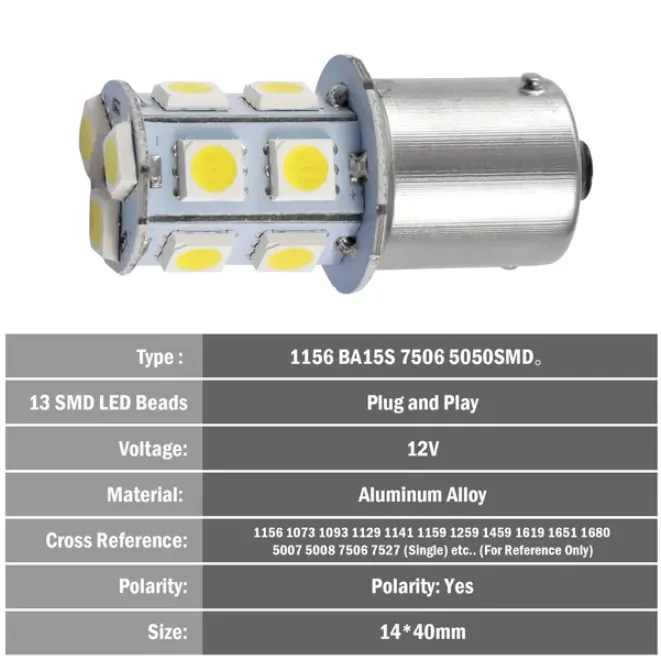 20Pcs 12V Car Light Bulbs 4500K 14MM Aluminum Alloy Turn Signal Light view 4