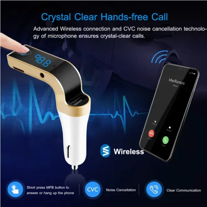 Car Wireless FM Transmitter USB Charger Hands view 4