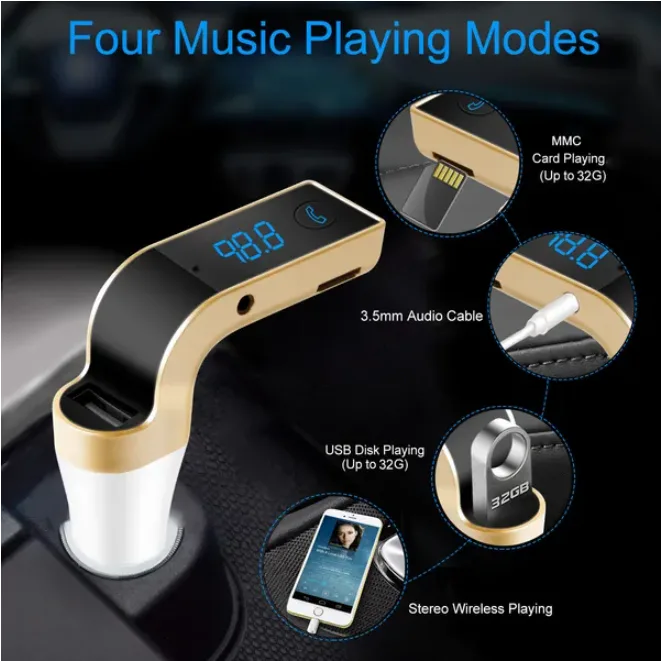Car Wireless FM Transmitter USB Charger Hands view 3