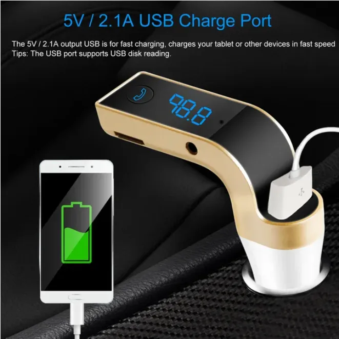 Car Wireless FM Transmitter USB Charger Hands view 2