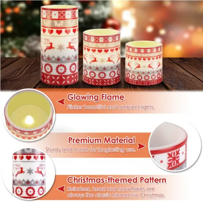 3PC Christmas Flameless LED Candles view 2