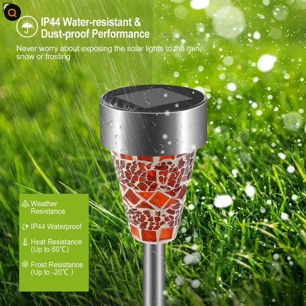 6 Packs Solar Garden Lights Outdoor Solar Pathway Lights IP44 Water Resistant Landscape Lights view 3
