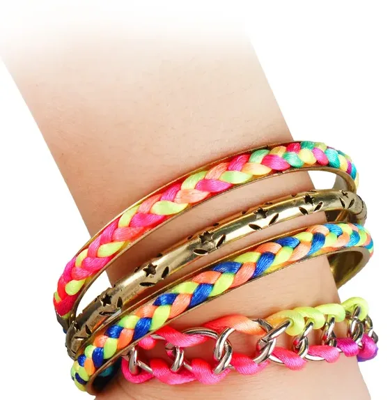 4 Pcs Colorful Woven Burnished Gold Bracelets Set view 4
