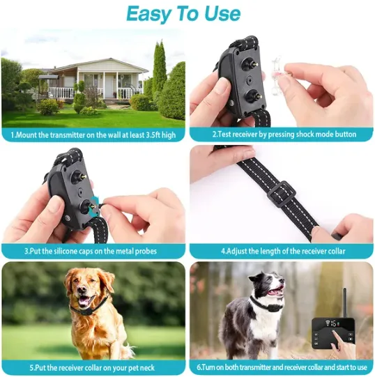 2 In 1 Wireless Electric Dog Fence Waterproof Pet Shock Boundary Containment System Electric Training Collar For Small Medium Large Dogs view 3