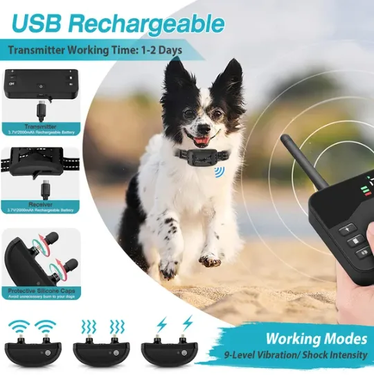 2 In 1 Wireless Electric Dog Fence Waterproof Pet Shock Boundary Containment System Electric Training Collar For Small Medium Large Dogs view 4