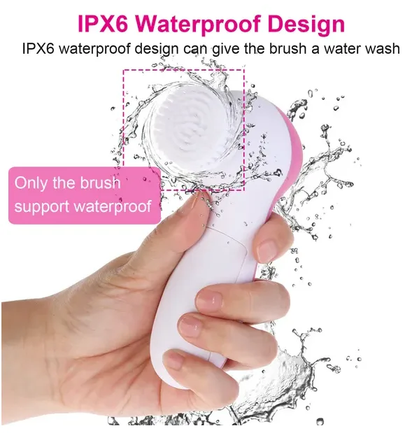 Facial Cleansing Brush Waterproof Face Spin Cleaning Brush With 5 Brush Heads view 2