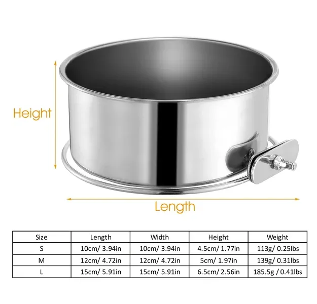 Tainless Steel Dog Bowl Pets Hanging Food Bowl Detachable Pet view 2
