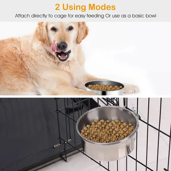 Tainless Steel Dog Bowl Pets Hanging Food Bowl Detachable Pet view 3