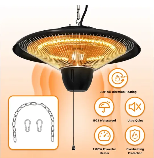 1500W Outdoor Hanging Patio Heater Ultra-Quiet Electric Heating Lamp view 4