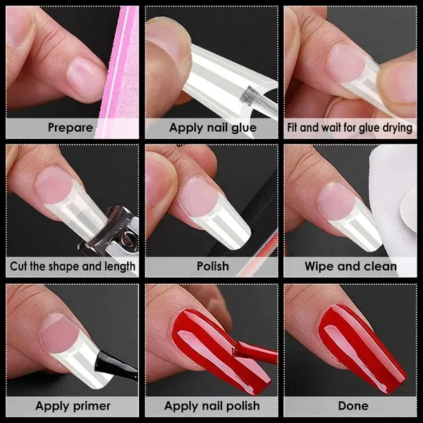 500Pcs False Nail Tips C Curve Half Cover French Nails Extra Long Fake view 2