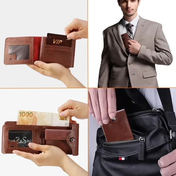 Men's Wallet PU Leather Bifold Purse Slim RFID Blocking Card Holder view 4