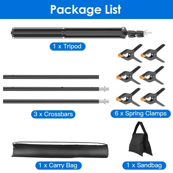 6.5x8.5FT T Shape Photo Video Backdrop Stand Heavy Duty Background Stand Adjustable Photography Backdrop Stand With 6 Spring Clamps Sandbag Carry Bag For Studio Party Wedding view 4