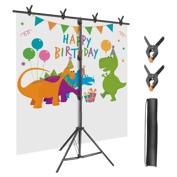 6.5x8.5FT T Shape Photo Video Backdrop Stand Heavy Duty Background Stand Adjustable Photography Backdrop Stand With 6 Spring Clamps Sandbag Carry Bag For Studio Party Wedding view 2