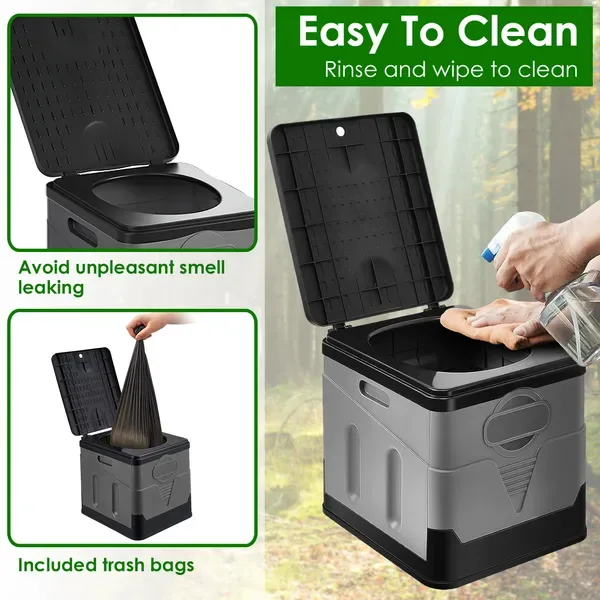 Portable Toilet For Car Camping Boating Hiking Outdoor Travel Potty With Carry Bag Foldable Emergency Toilet With Lid Trash Bags view 2