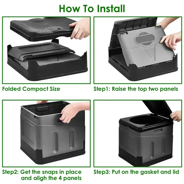Portable Toilet For Car Camping Boating Hiking Outdoor Travel Potty With Carry Bag Foldable Emergency Toilet With Lid Trash Bags view 4