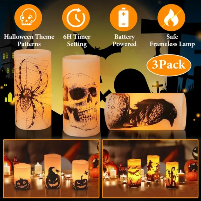 3 Pack Halloween Flameless Candle Lamp view 2