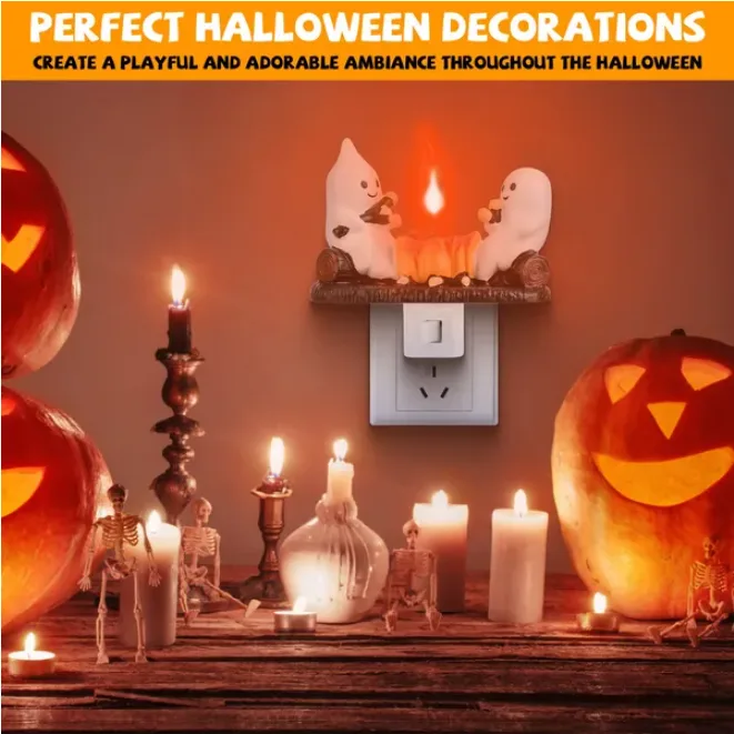 2 Ghostly Bonfires Flashing Flames Night Lights Indoor view 3