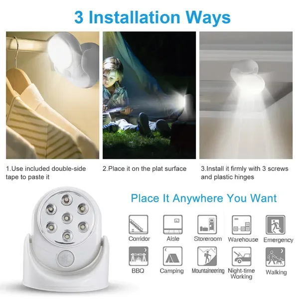 Wireless LED Spotlight 90 Degree Motion Sensor Night Lamp view 2