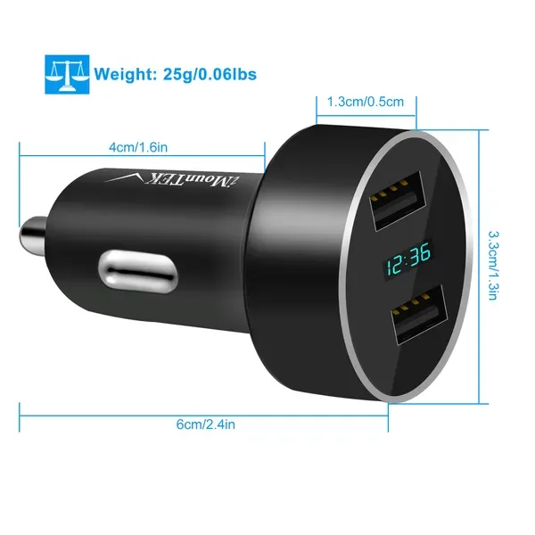 Dual USB Car Charger Adapter Aluminum Alloy Fast Car Charging view 2