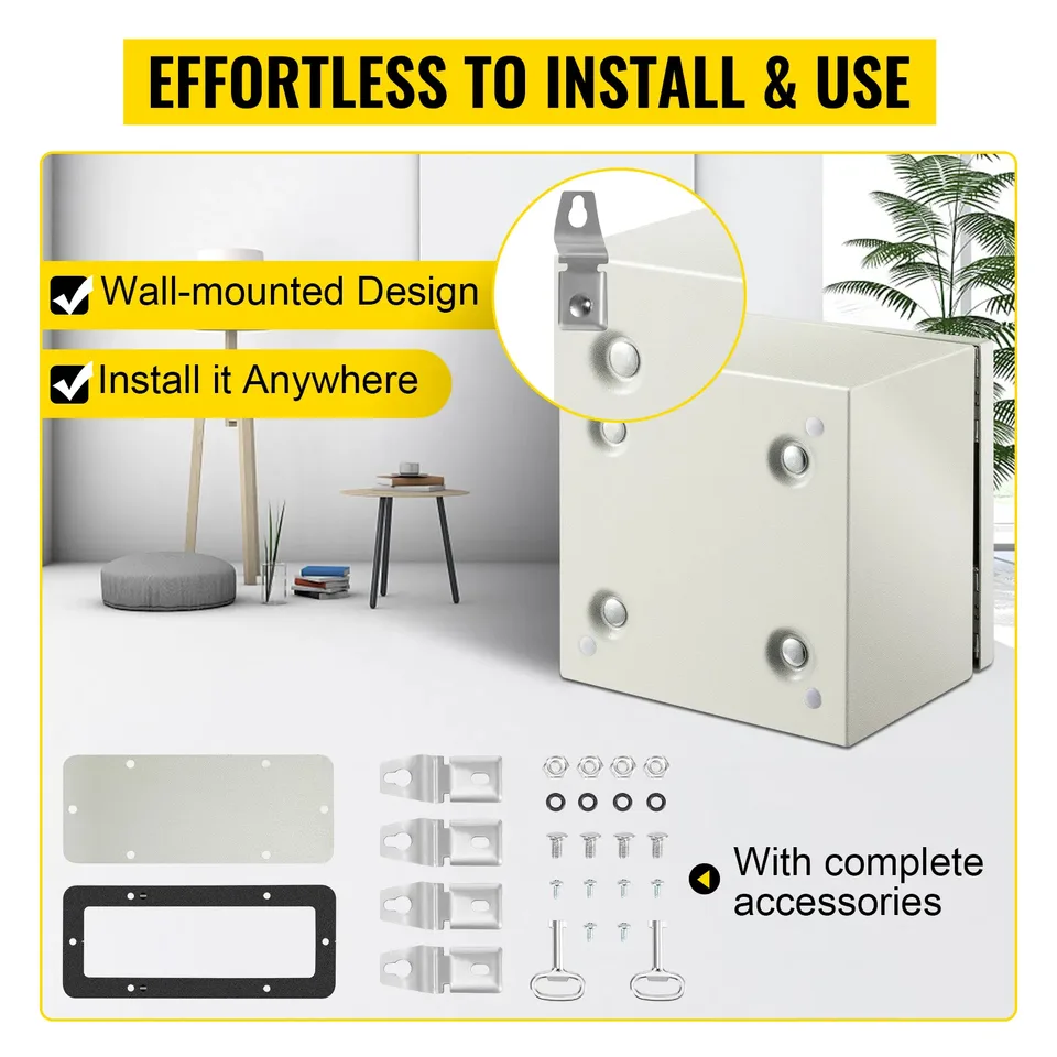 VEVOR NEMA Steel Enclosure, NEMA 4X Steel Electrical Box, IP66 Waterproof & Dustproof, Outdoor Indoor Electrical Junction Box view 3