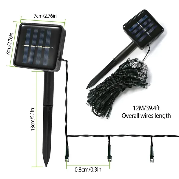 Solar String Lights LED Solar Power Fairy String Light 12M view 2