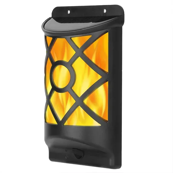 Flame Solar Lights Outdoor 96 LEDs Waterproof Flickering Flame Wall Mount Lamp Auto On Off view 2