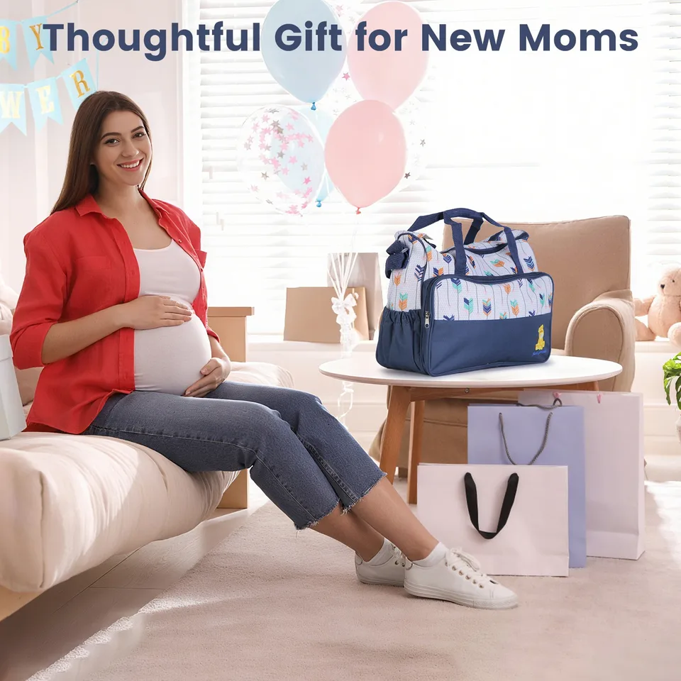 5Pcs Baby Nappy Diaper Bags Set Mummy Diaper Handbags With Diaper Pad Food Bag Bottle Bag Travel Tote Bags For Mom Dad view 4