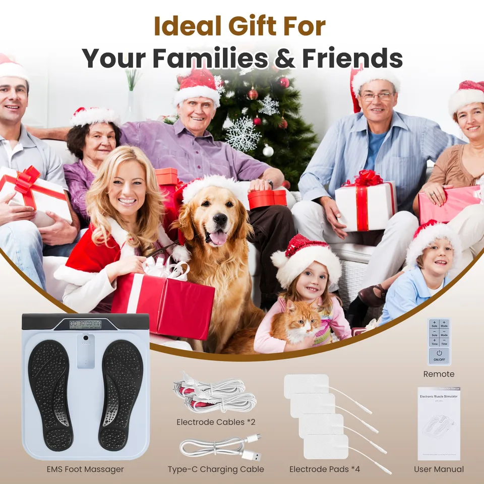 1Pc Rechargeable EMS Foot Massager For Neuropathy TENS Stimulator With 10Modes 50Intensities Remote Control For Muscle Relaxation Cramps Circulation Gift For Dad Mom view 4
