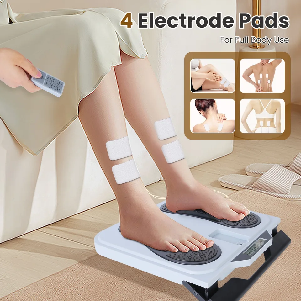 1Pc Rechargeable EMS Foot Massager For Neuropathy TENS Stimulator With 10Modes 50Intensities Remote Control For Muscle Relaxation Cramps Circulation Gift For Dad Mom view 2