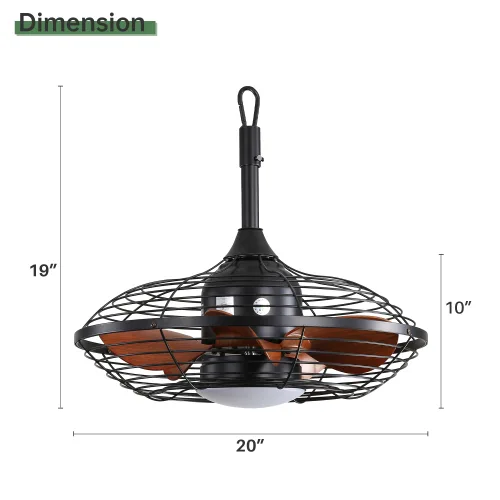 20 Inch Downrod Mount Ceiling Fan LED 18W 3CCT 5 ABS Blades DC Motor With Hanging And Hook For Outside Patios Pergola view 3