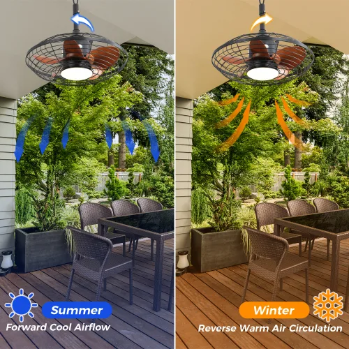 20 Inch Downrod Mount Ceiling Fan LED 18W 3CCT 5 ABS Blades DC Motor With Hanging And Hook For Outside Patios Pergola view 4