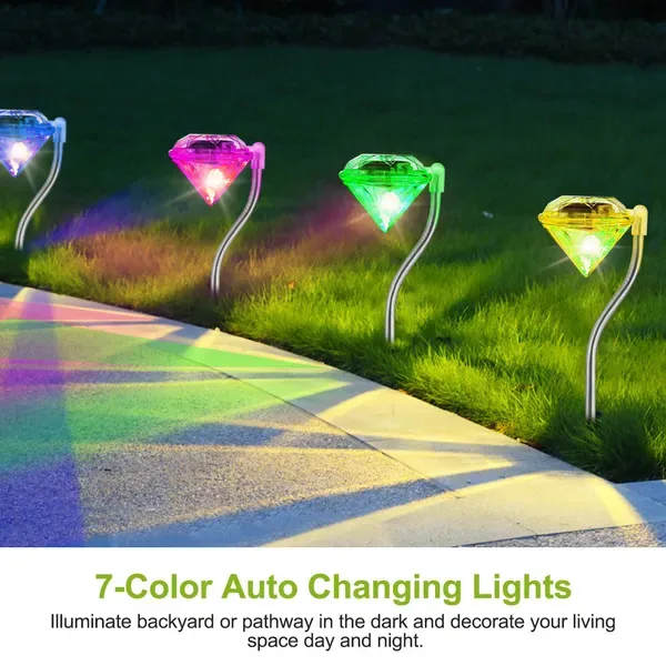 4Pcs Solar Garden Light Outdoor Diamond LED Light IP65 Waterproof view 4
