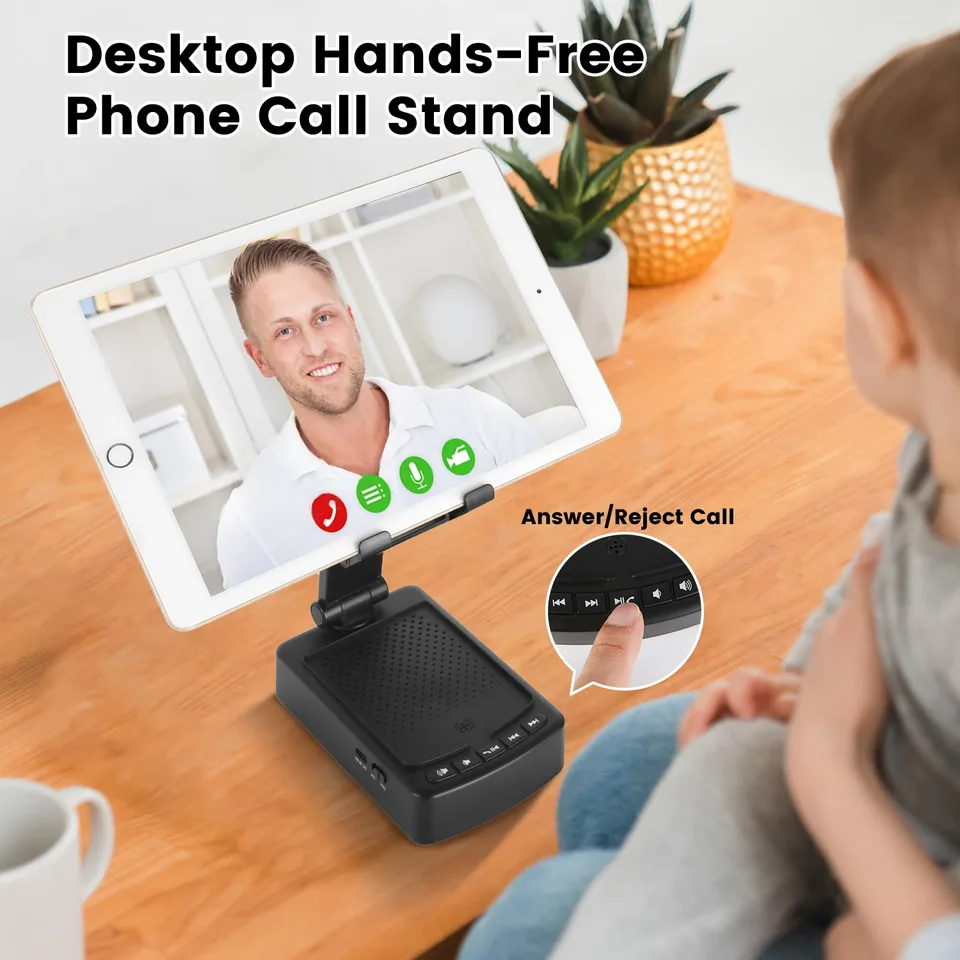 1Pc Cell Phone Stand With HD Surround Wireless Speaker Power Bank Portable Foldable Charging Phone Stand With Anti Slip Base Compatible With Phone Tablet For Home Office Outdoor view 4