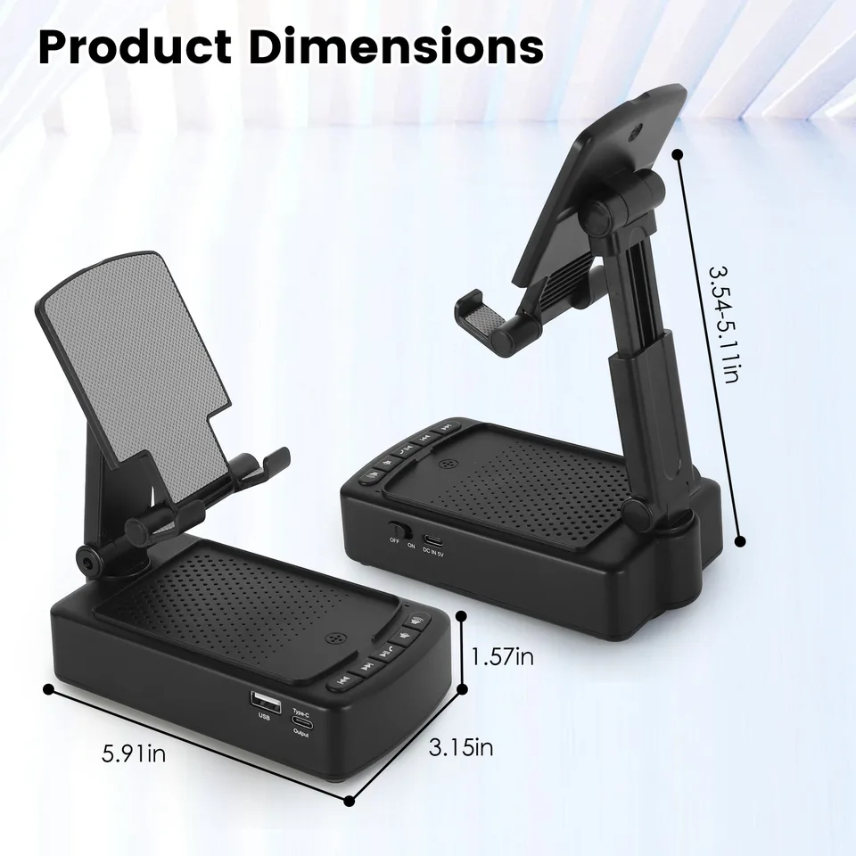 1Pc Cell Phone Stand With HD Surround Wireless Speaker Power Bank Portable Foldable Charging Phone Stand With Anti Slip Base Compatible With Phone Tablet For Home Office Outdoor view 3