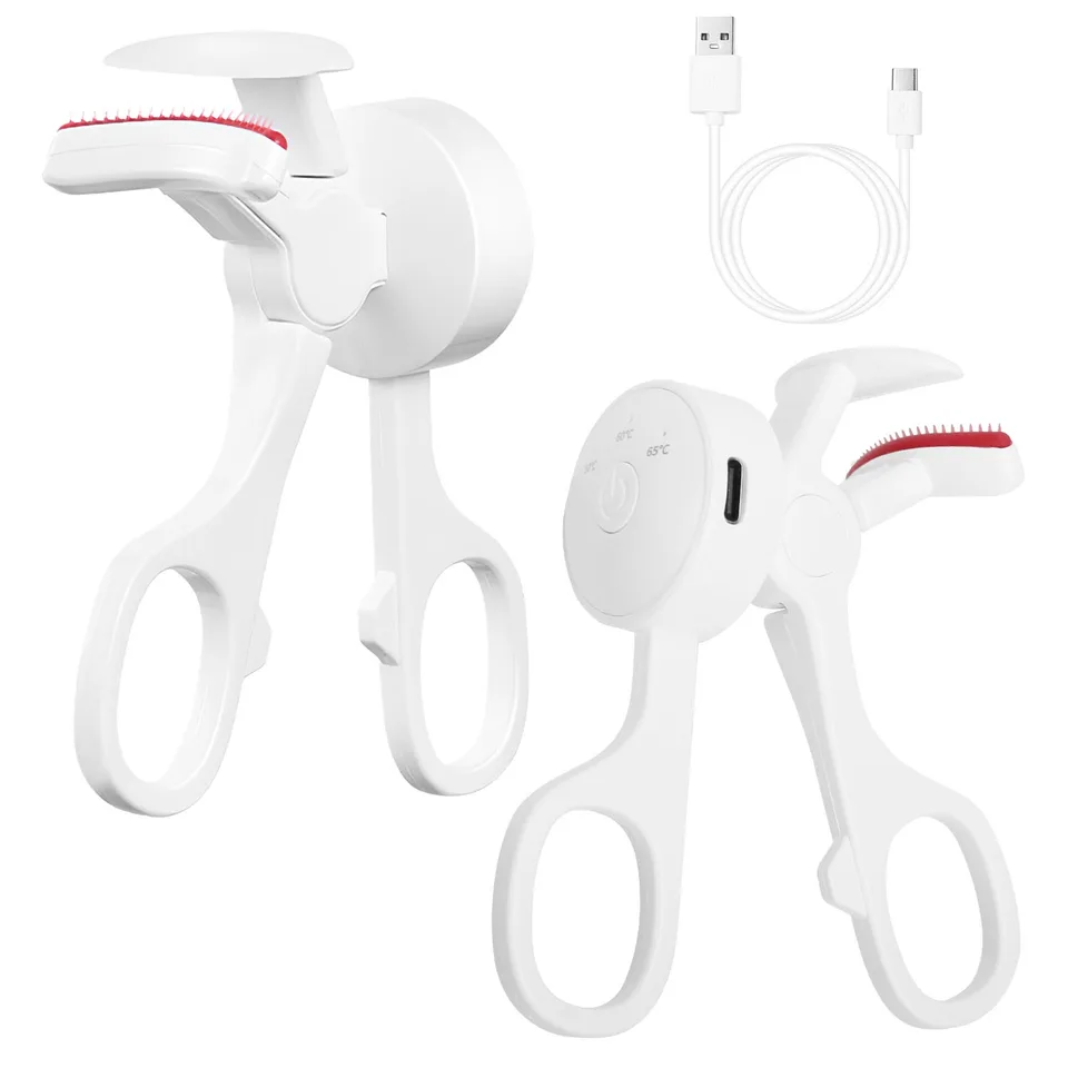 2Pcs Heated Eyelash Curler Electric USB Rechargeable Eyelash Curler Anti Burn Compact With Comb Heat Up Fast Within 8S For All Eye Shapes For Women Make Up Gift Travel Valentine Mother Day