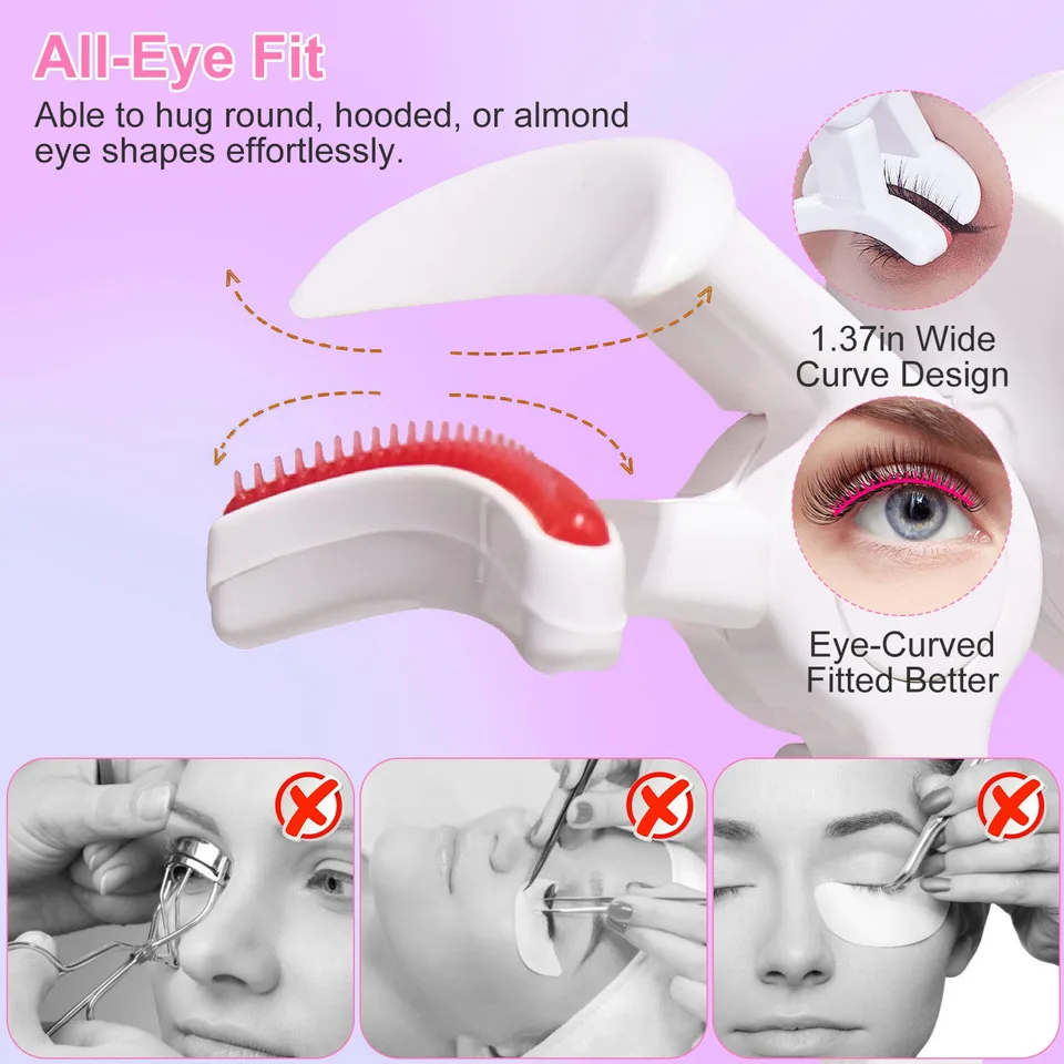 2Pcs Heated Eyelash Curler Electric USB Rechargeable Eyelash Curler Anti Burn Compact With Comb Heat Up Fast Within 8S For All Eye Shapes For Women Make Up Gift Travel Valentine Mother Day view 4
