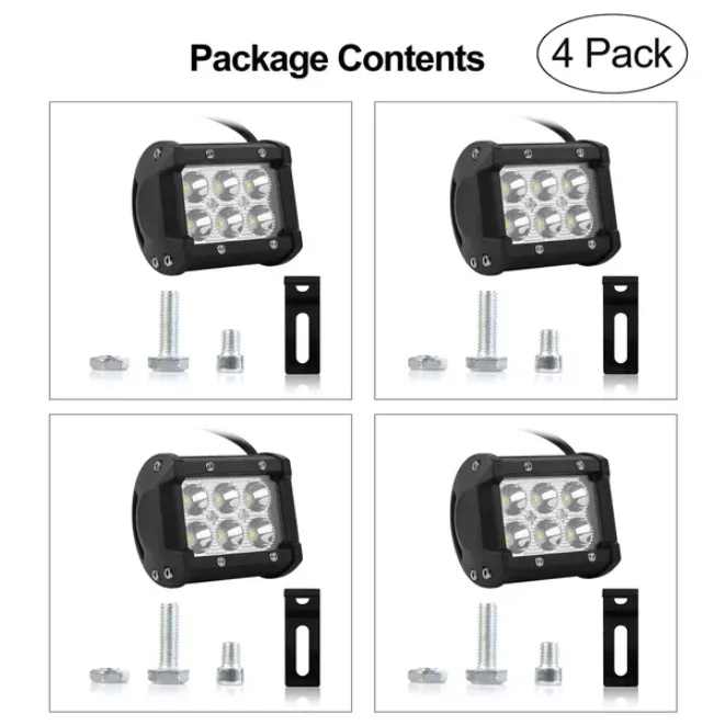 4 PCS 4in 18W Dual Row LED Spot Light Pod Cube Light view 2