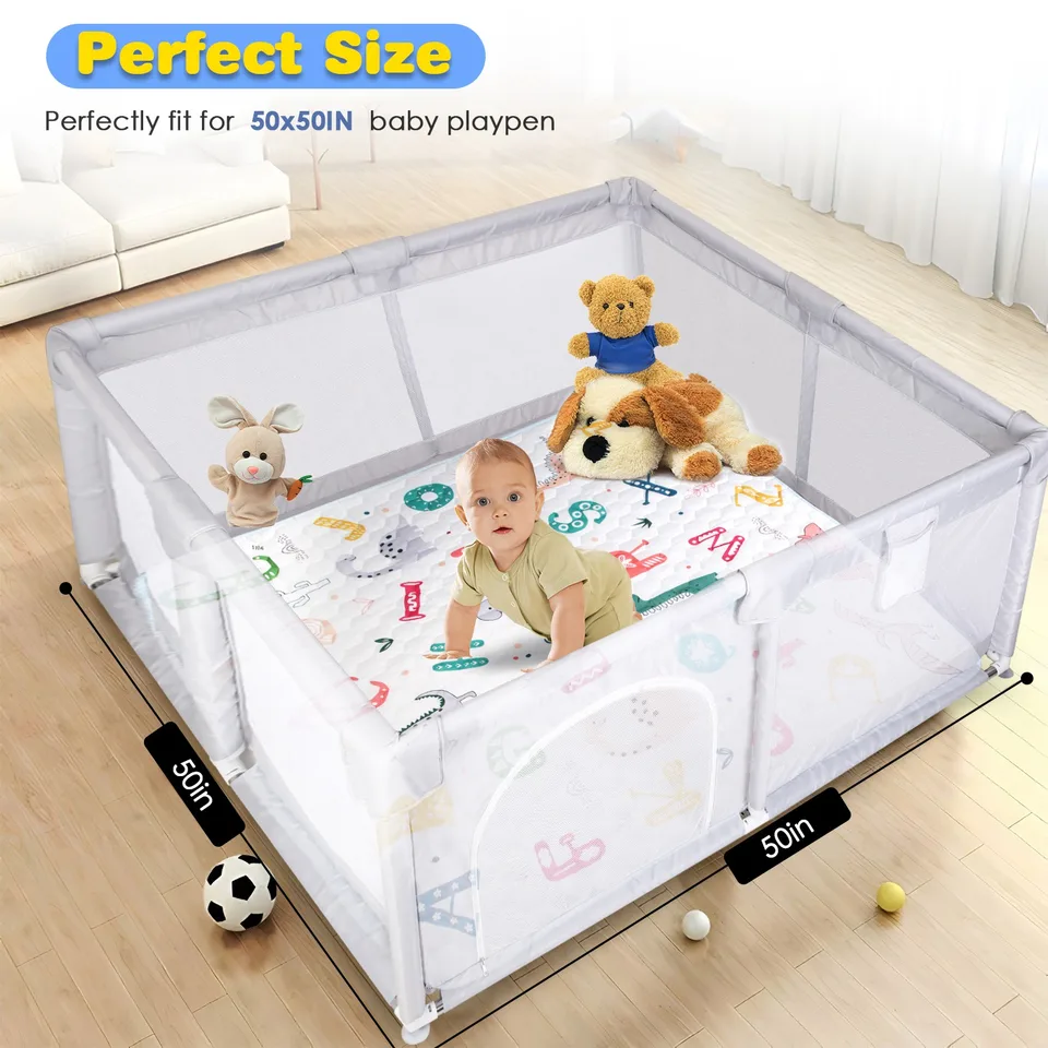 1Pc 71x59IN Or 50X50IN Baby Play Mat Non-Slip Baby Crawling Mat Foldable Playpen Mat Machine Washable For Newborns Infants Babies Toddlers view 2