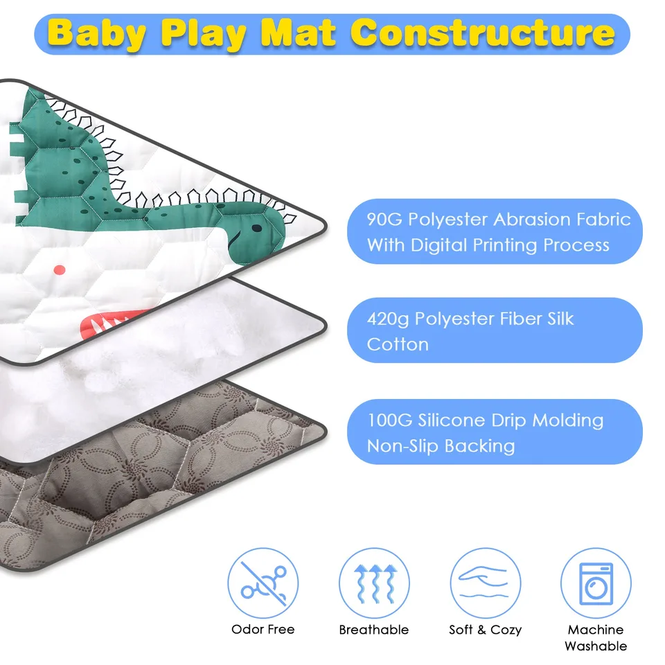 1Pc 71x59IN Or 50X50IN Baby Play Mat Non-Slip Baby Crawling Mat Foldable Playpen Mat Machine Washable For Newborns Infants Babies Toddlers view 4
