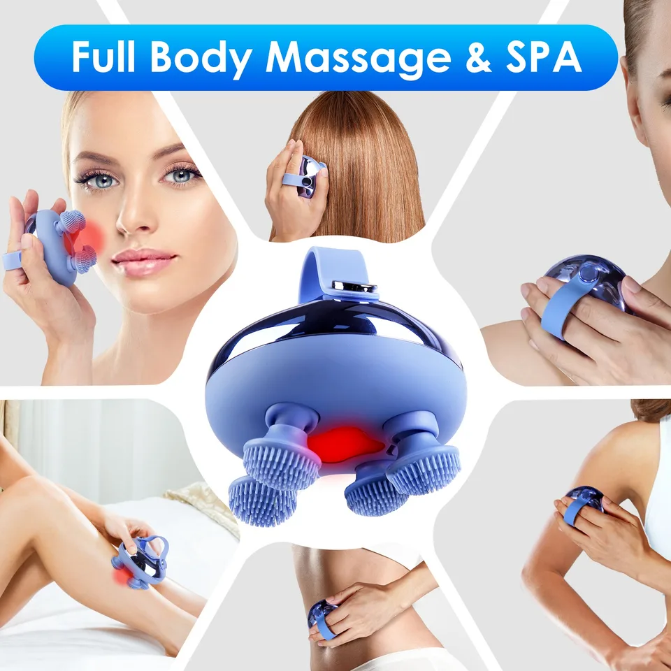 1 Pc Electric Scalp Massager Rechargeable Head Mssager IPX7 Waterproof Dog Cat Massager With Red Light 3 Modes 3 Types Of Massage Claws For view 4