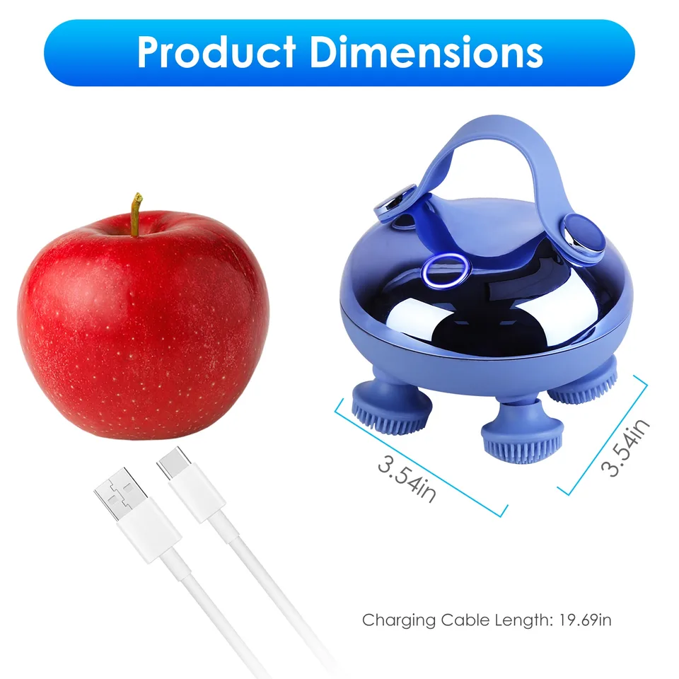 1 Pc Electric Scalp Massager Rechargeable Head Mssager IPX7 Waterproof Dog Cat Massager With Red Light 3 Modes 3 Types Of Massage Claws For view 3