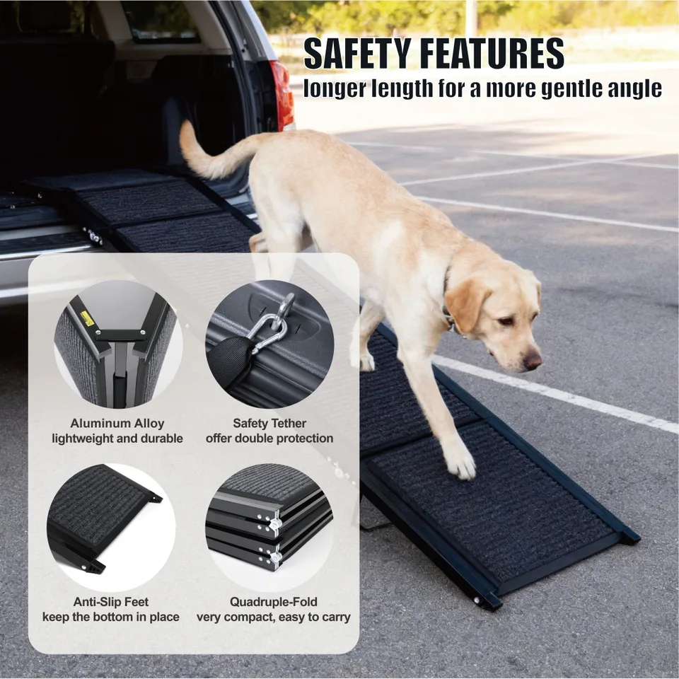 Dog Ramp For Car 71 Long 19.5 Wide Portable Dog Ramps For Large Dogs With Non-Slip Rug Surface Dog Car Ramp For SUV Car Truck, Folding Dog view 3