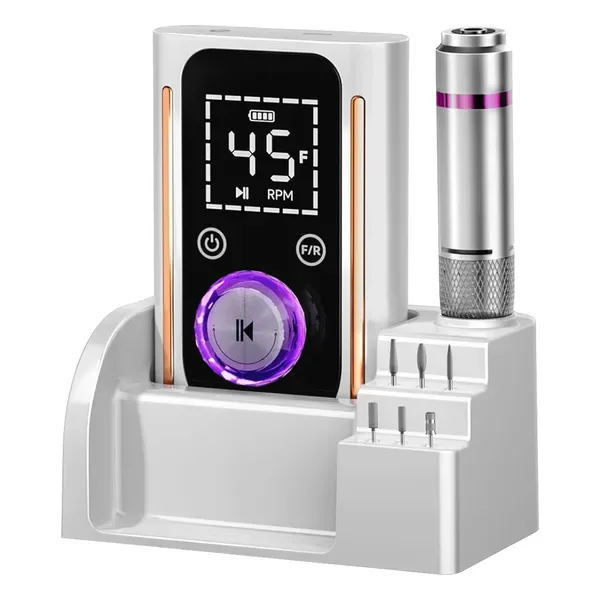 Portable Electric Nail Drill Bit 45000 RPM With 11 Bits Base Waist Clip Cordless Rechargeable Nail File Machine For Professional Salon Home Acrylic Nails Remove Nail Gel Polish Manicure view 2