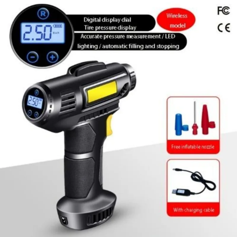 Intelligent Digital Display Wireless Portable Handheld Car Tire And Bicycle Air Pump view 2